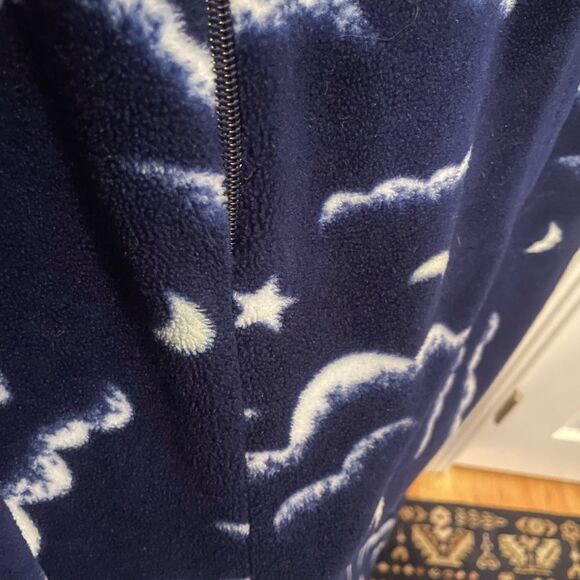 I.C. Winters Vintage Moon Stars Clouds Dark Blue Plush Half Zip Womens Robe M - Picture 11 of 16